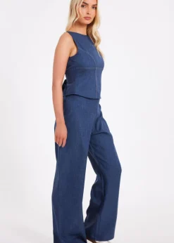 Quiz Blue Wide Leg Trousers