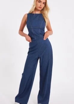 Quiz Blue Wide Leg Trousers