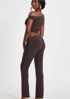 Quiz Brown Buckle One Shoulder Top