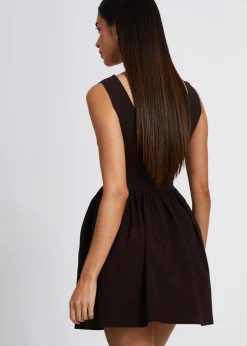 Quiz Brown Scoop Back Skater Dress