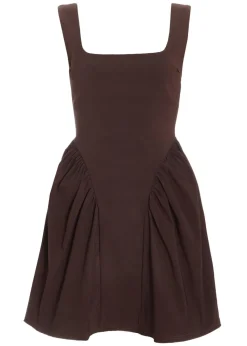 Quiz Brown Scoop Back Skater Dress