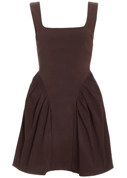 Quiz Brown Scoop Back Skater Dress