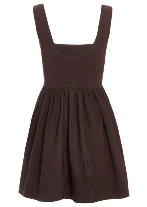 Quiz Brown Scoop Back Skater Dress