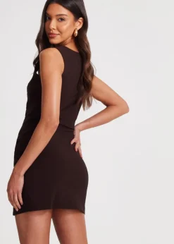 Quiz Brown Square Neck Mini Dress