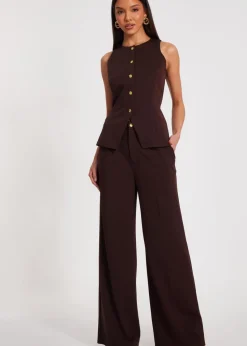 Quiz Brown Wide Leg Trousers
