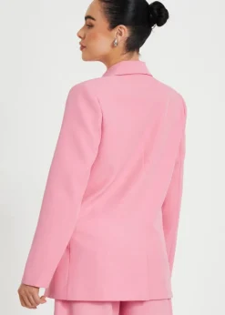 Quiz Coral Petite Woven Long Sleeve Blazer