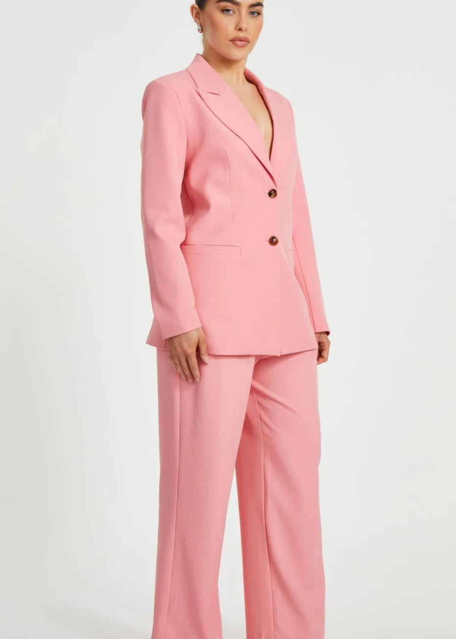 Quiz Coral Petite Woven Long Sleeve Blazer