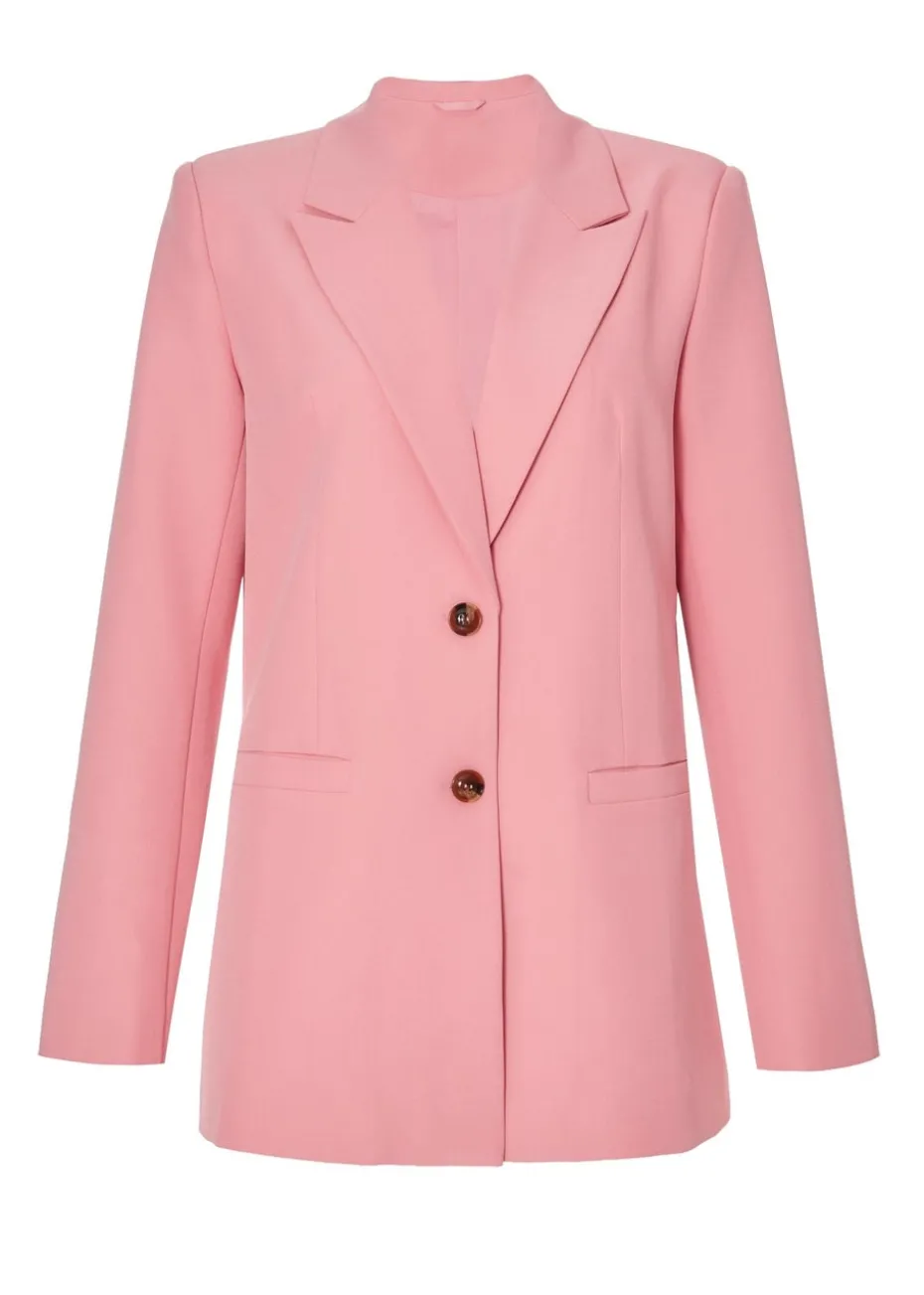 Quiz Coral Petite Woven Long Sleeve Blazer