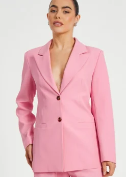Quiz Coral Petite Woven Long Sleeve Blazer