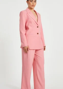Quiz Coral Petite Woven Long Sleeve Blazer