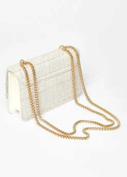 Quiz Cream Boucle Cross Body Bag
