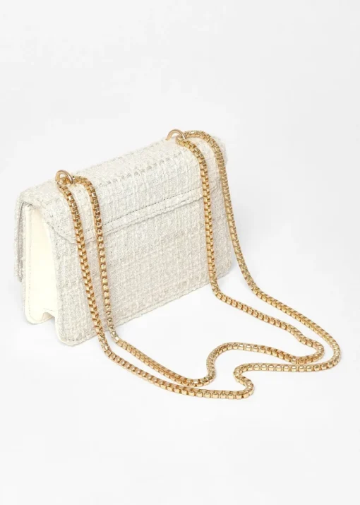 Quiz Cream Boucle Cross Body Bag