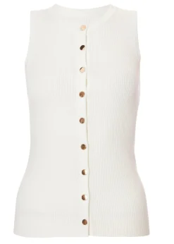 Quiz Cream Button Front Top