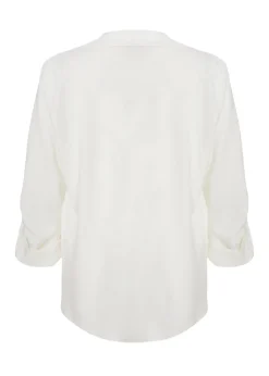 Quiz Cream Petite Ruched Sleeve Blazer