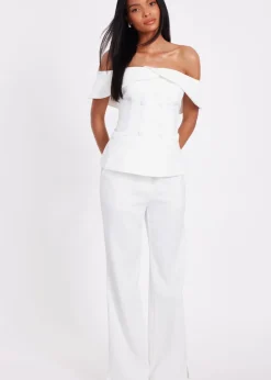 Quiz Cream Tailored Trousers