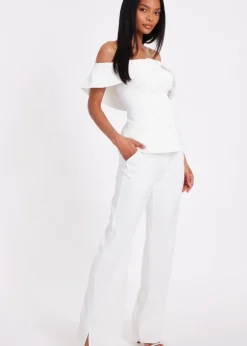 Quiz Cream Tailored Trousers