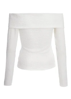 Quiz Cream Textured Bardot Top