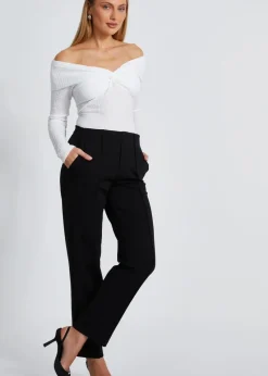 Quiz Cream Textured Bardot Top