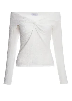 Quiz Cream Textured Bardot Top