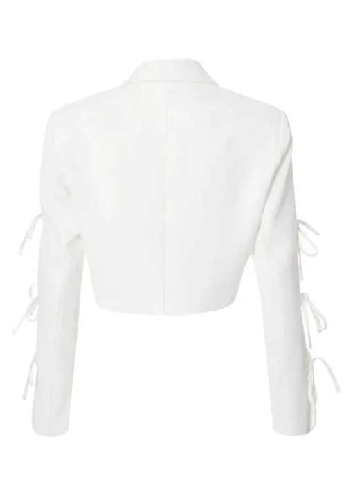 Quiz Cream Tie Sleeve Cropped Blazer