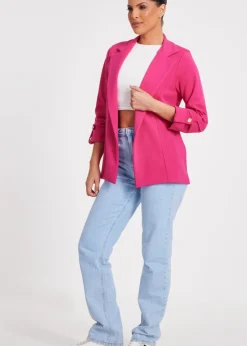 Quiz Fuschia Ruched Sleeve Blazer