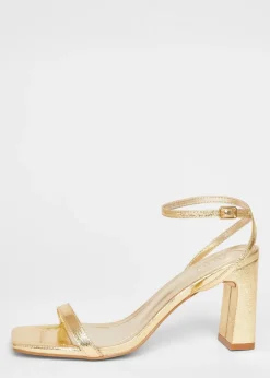 Quiz Gold Barely There Block Heels