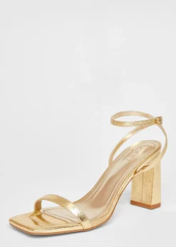 Quiz Gold Barely There Block Heels