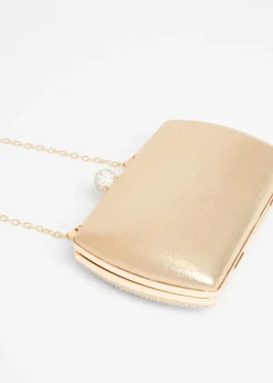 Quiz Gold Diamante Curve Box Bag