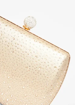 Quiz Gold Diamante Curve Box Bag