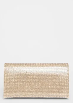 Quiz Gold Diamante Rectangle Clutch