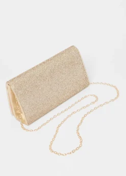 Quiz Gold Diamante Rectangle Clutch