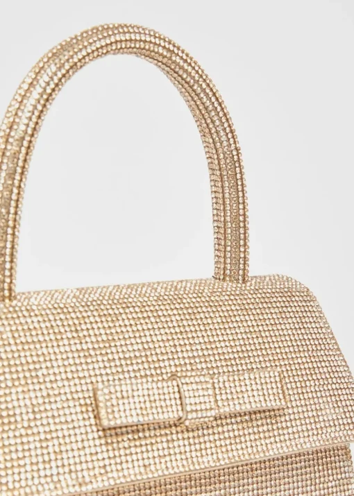 Quiz Gold Diamante Top Handle Bag