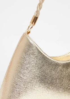 Quiz Gold Diamante Twist Handle Bag