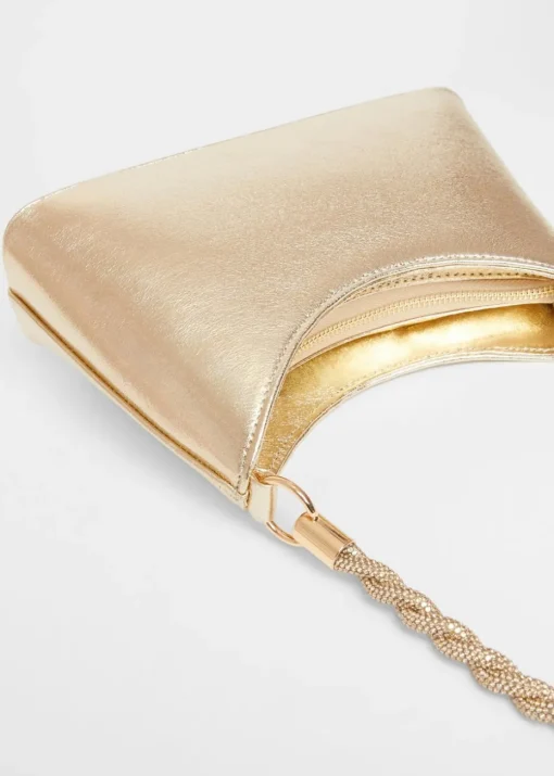 Quiz Gold Diamante Twist Handle Bag