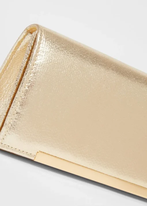 Quiz Gold Metallic Clutch Bag