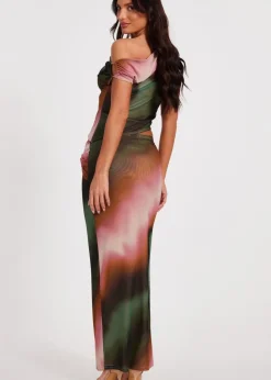 Quiz Green Mesh One Shoulder Crop Top