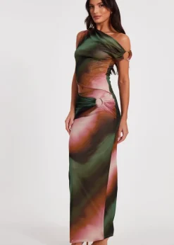 Quiz Green Mesh One Shoulder Crop Top