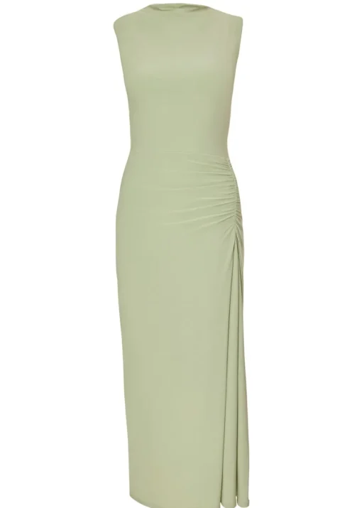 Quiz Green Ruched Bodycon Midaxi Dress