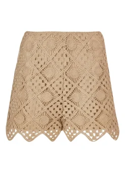 Quiz Khaki Crochet Shorts
