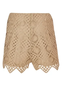 Quiz Khaki Crochet Shorts