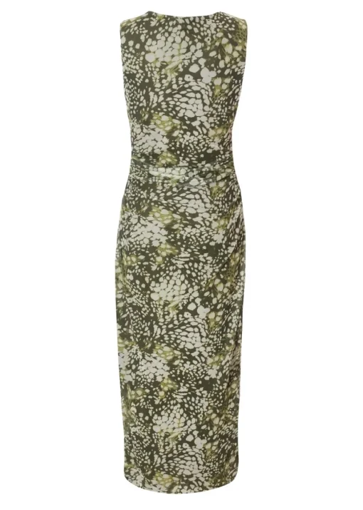 Quiz Khaki Petite Mesh Animal Print Midaxi Dress