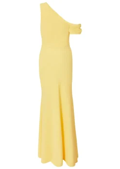 Quiz Lemon Asymmetric Cowl Neck Maxi Dress