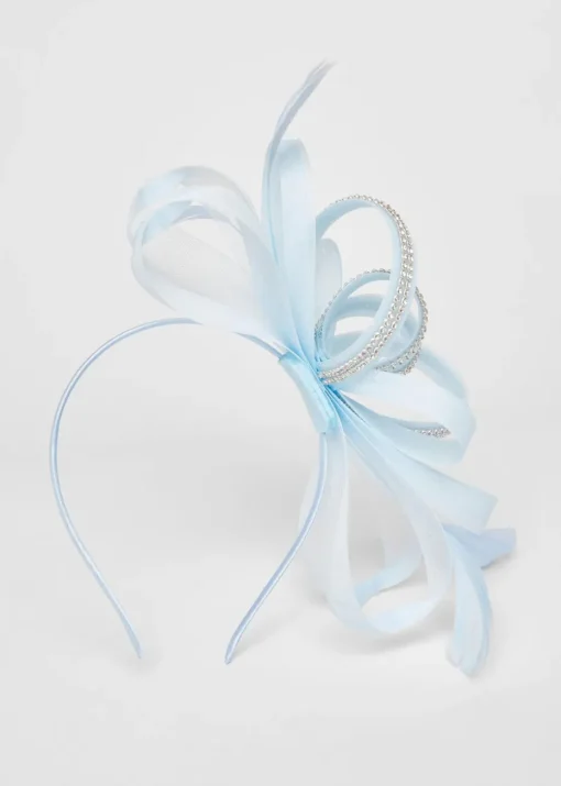 Quiz Light Blue Diamante Bow Headband Fascinator