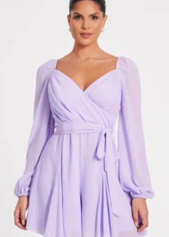 Quiz Lilac Chiffon Long Sleeve Playsuit