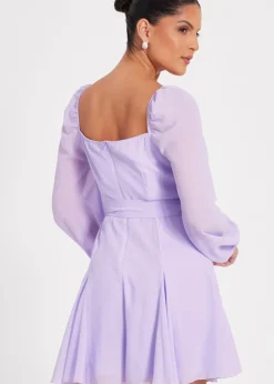 Quiz Lilac Chiffon Long Sleeve Playsuit