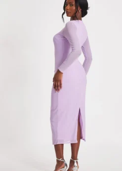 Quiz Lilac Mesh Diamante Midaxi Dress