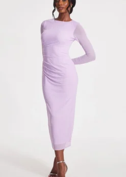 Quiz Lilac Mesh Diamante Midaxi Dress