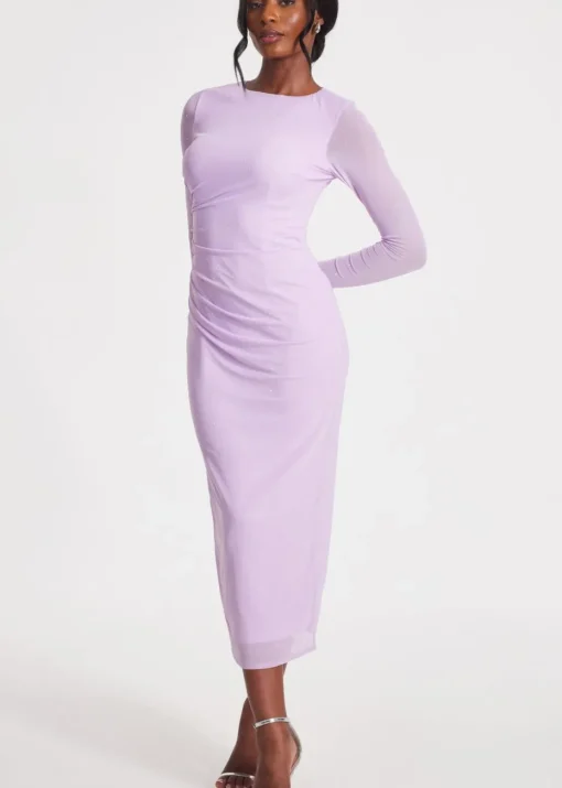 Quiz Lilac Mesh Diamante Midaxi Dress