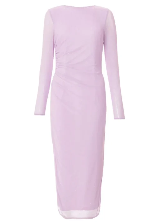 Quiz Lilac Mesh Diamante Midaxi Dress