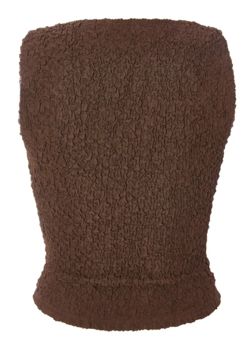 Quiz Mocha Textured Mesh Top